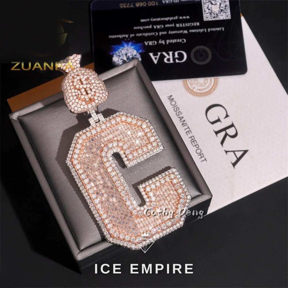 Iced Out Baguette 925 Silver Moissanite Cuban Chain