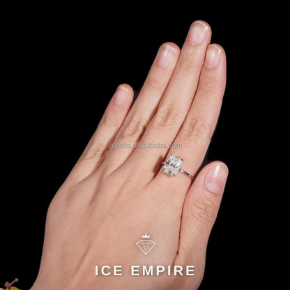 Iced Out 925 Silver Moissanite Engagement Ring