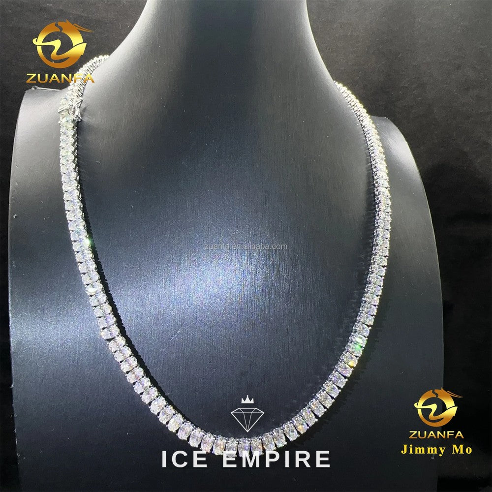 Iced Out Cluster 925 Silver Moissanite Cuban Chain