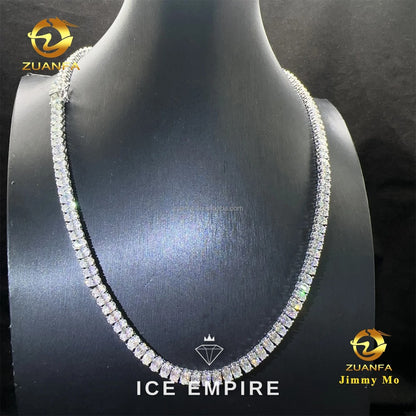 Iced Out Cluster 925 Silver Moissanite Cuban Chain