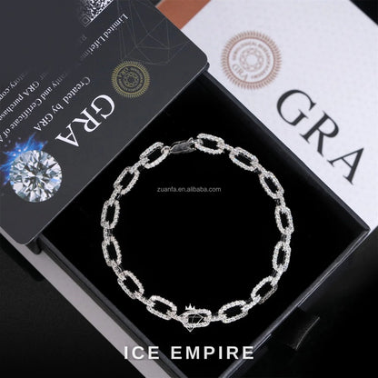 Iced Out 925 Silver Moissanite Cuban Chain