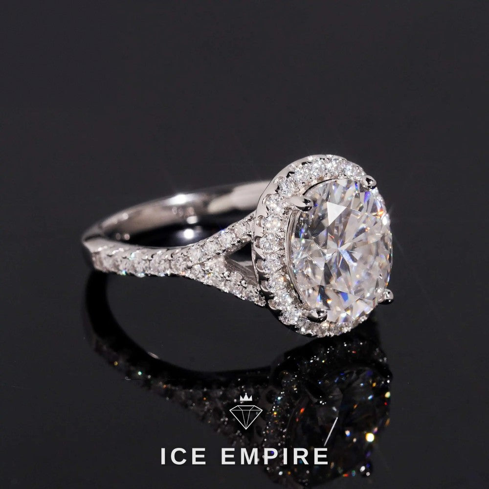 Iced Out Cluster Rose Gold Plated Moissanite Engagement Ring