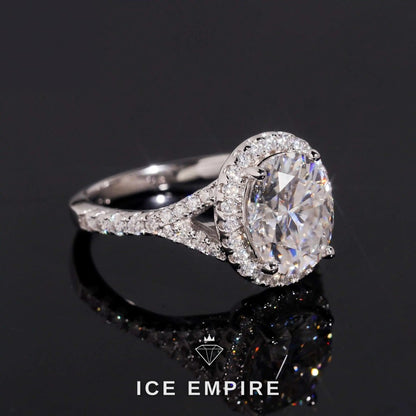 Iced Out Cluster Rose Gold Plated Moissanite Engagement Ring