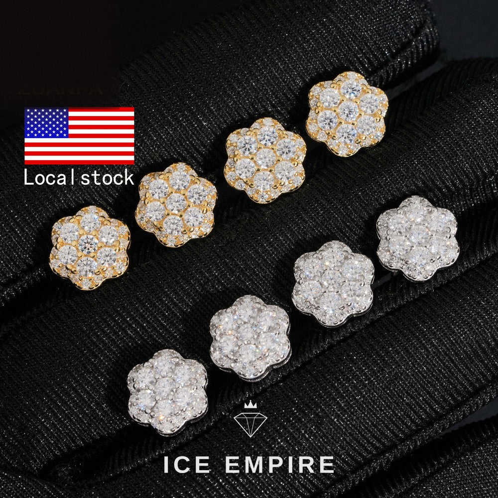 Iced Out Cluster 925 Silver Moissanite Earrings