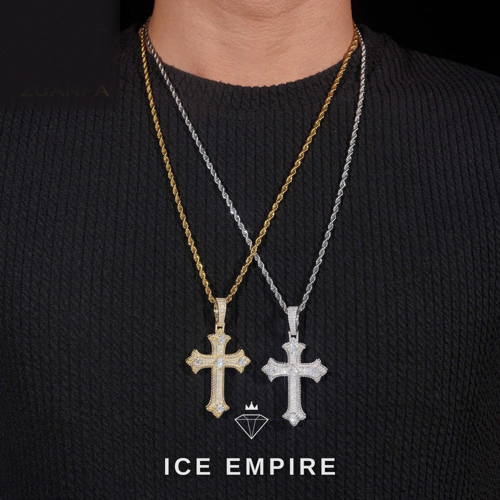 Iced Out Cross 925 Silver Moissanite Pendant