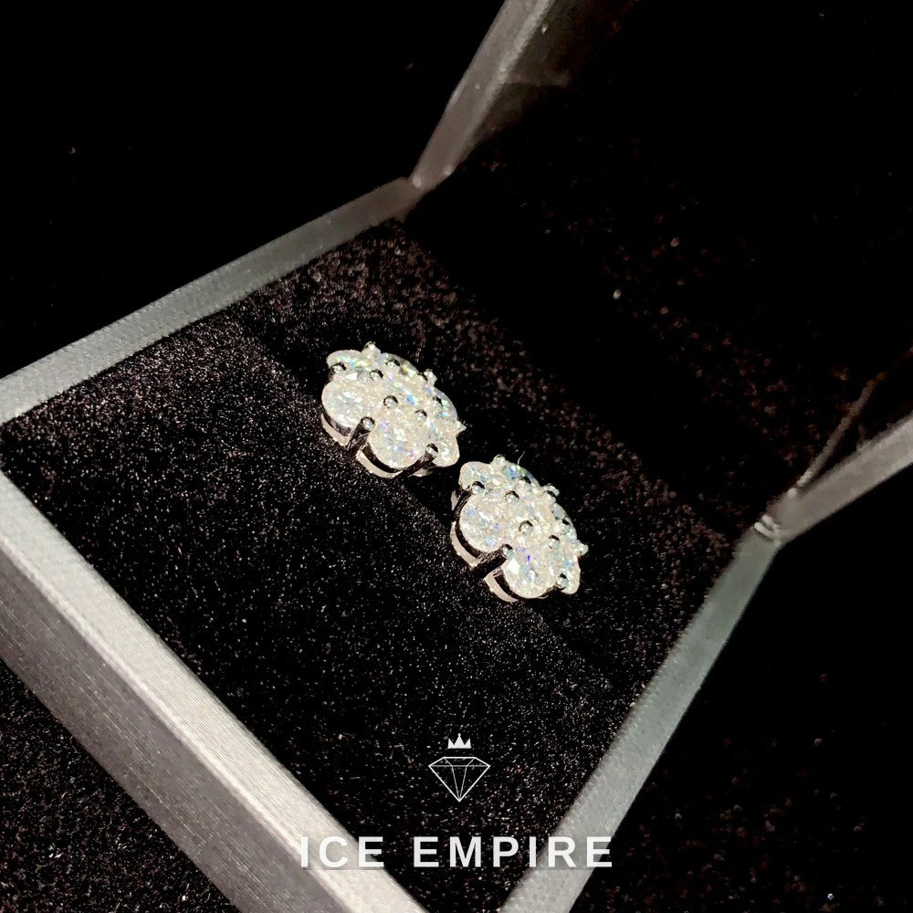Iced Out 925 Silver Moissanite Stud Earrings