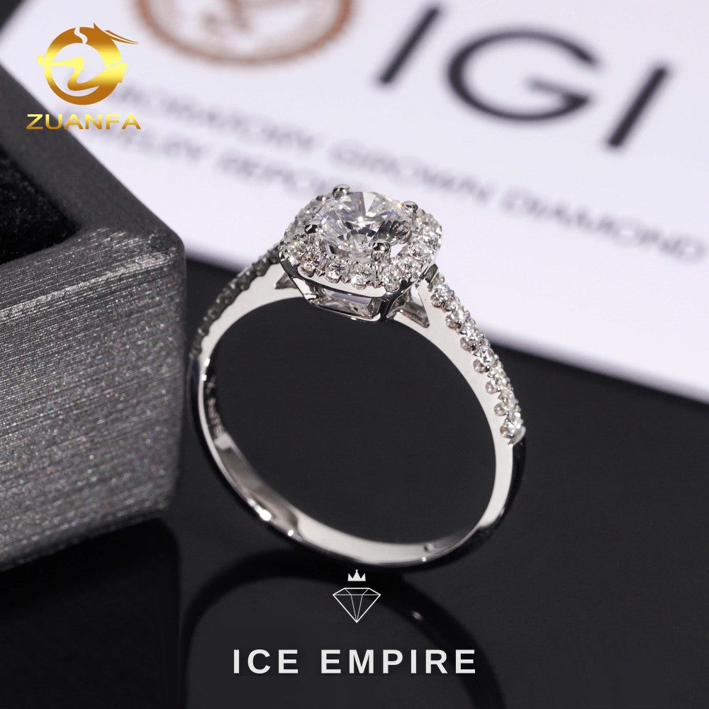 Iced Out 18K Gold Lab Grown Diamond Engagement Ring