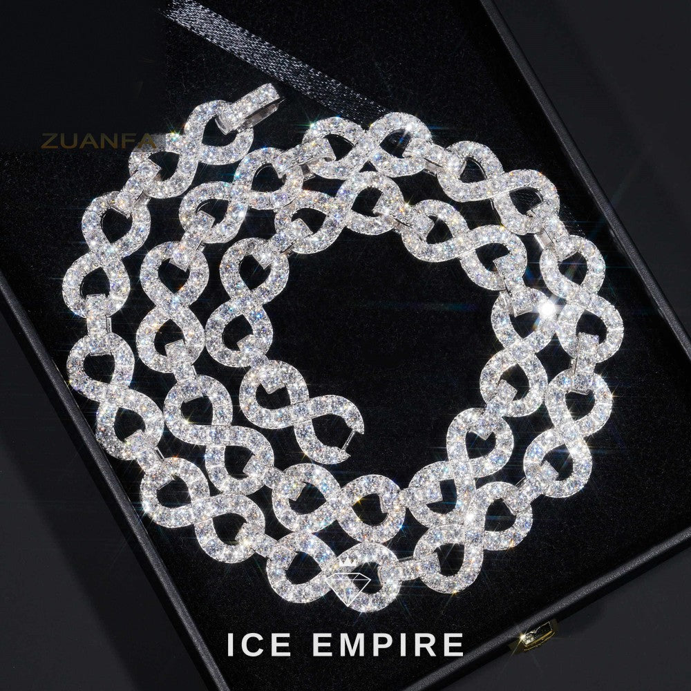 Iced Out Cluster Rose Gold Plated Moissanite Cuban Chain