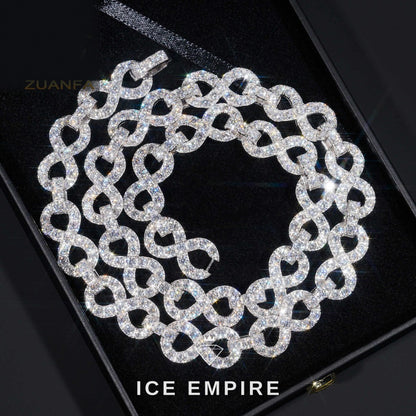 Iced Out Cluster Rose Gold Plated Moissanite Cuban Chain