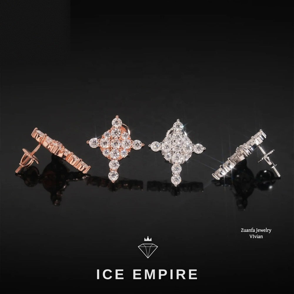 Iced Out Gold Plated Moissanite Stud Earrings