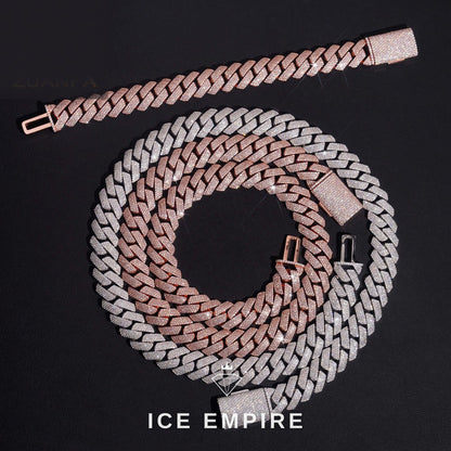 Iced Out Rose Gold Plated Moissanite Cuban Chain