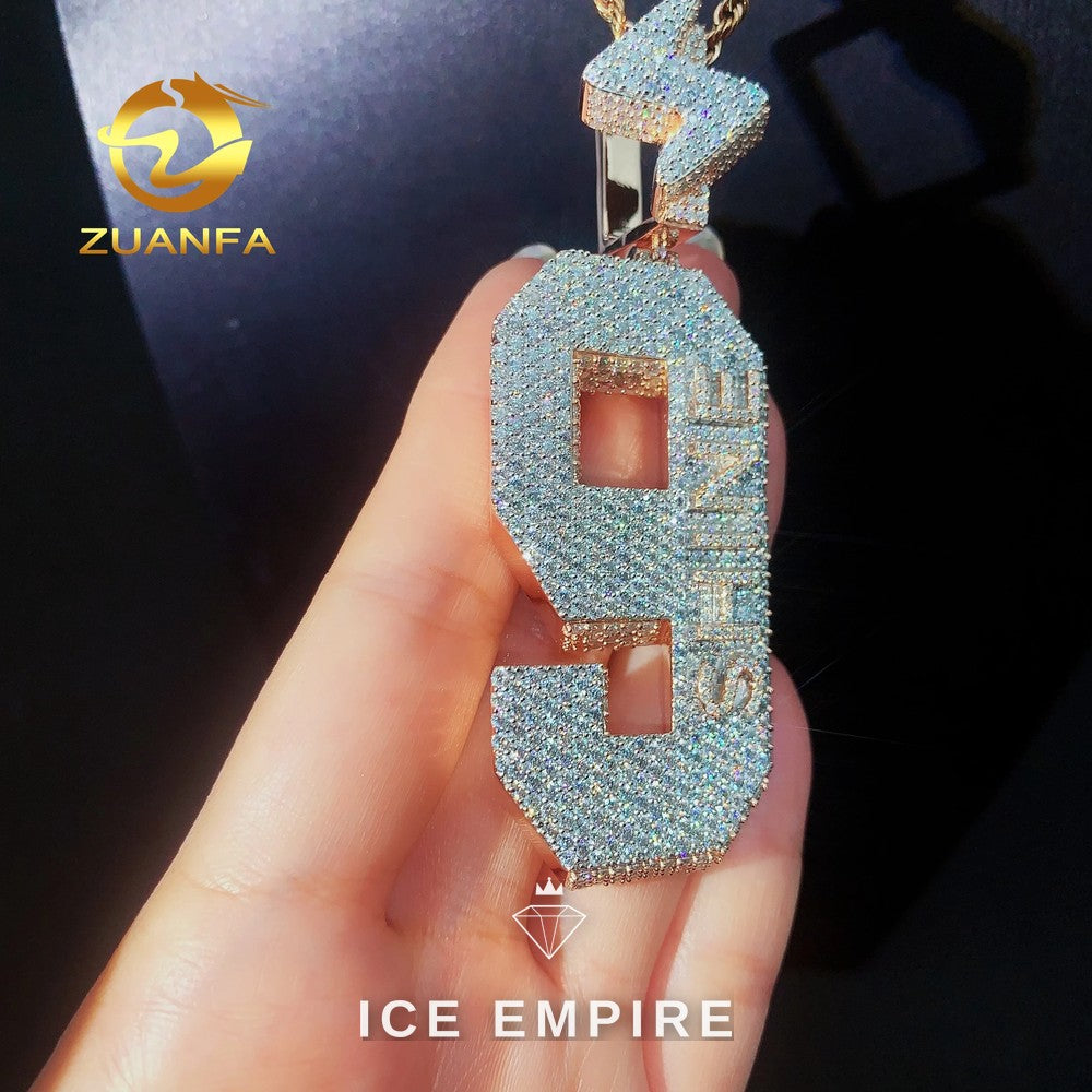Iced Out Baguette 925 Silver Moissanite Pendant