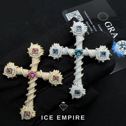 Iced Out Cross 925 Silver Moissanite Pendant