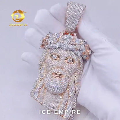 Iced Out 18K Gold Moissanite Pendant