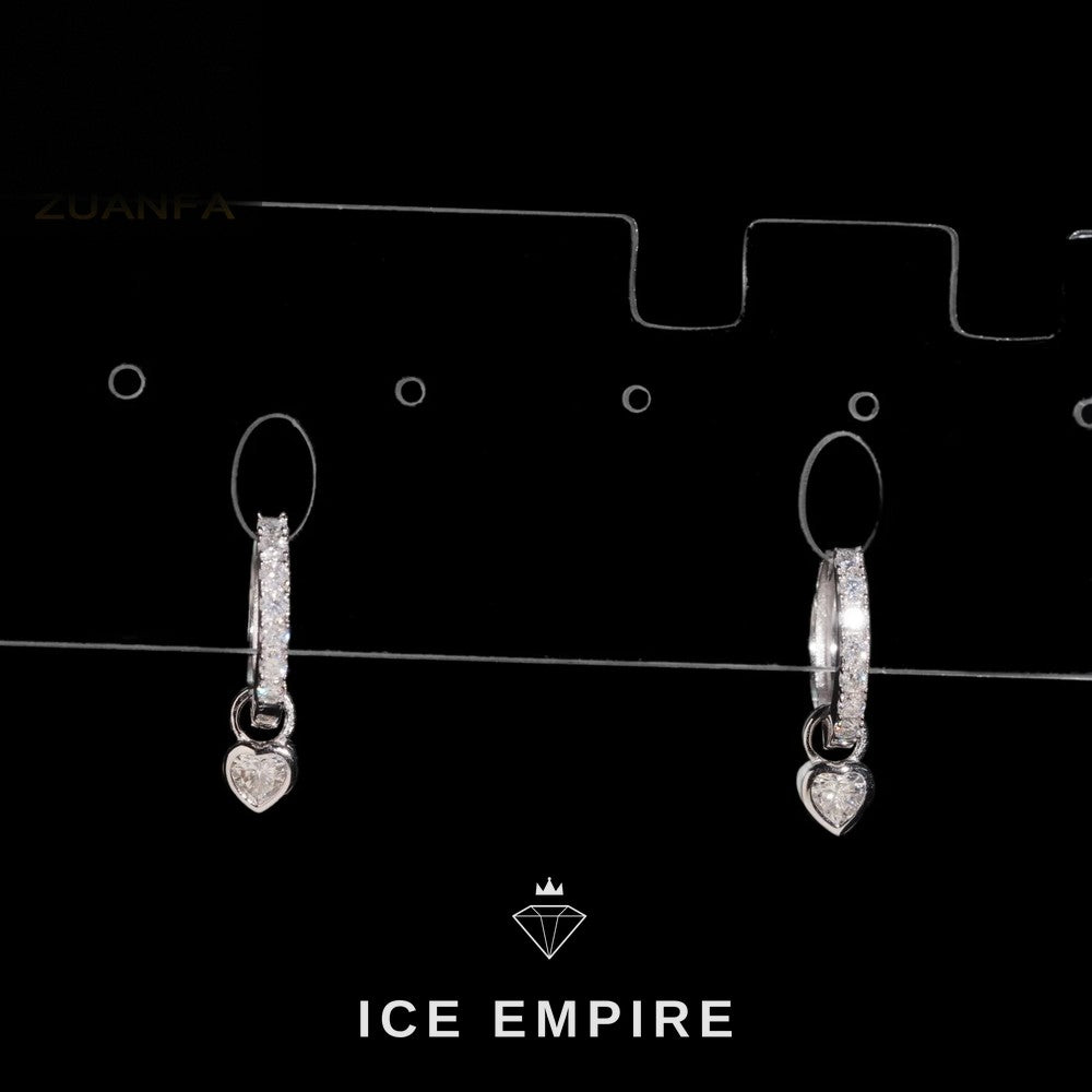 Iced Out Heart Rose Gold Plated Moissanite Hoop Earrings