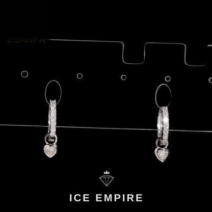 Iced Out Heart Rose Gold Plated Moissanite Hoop Earrings