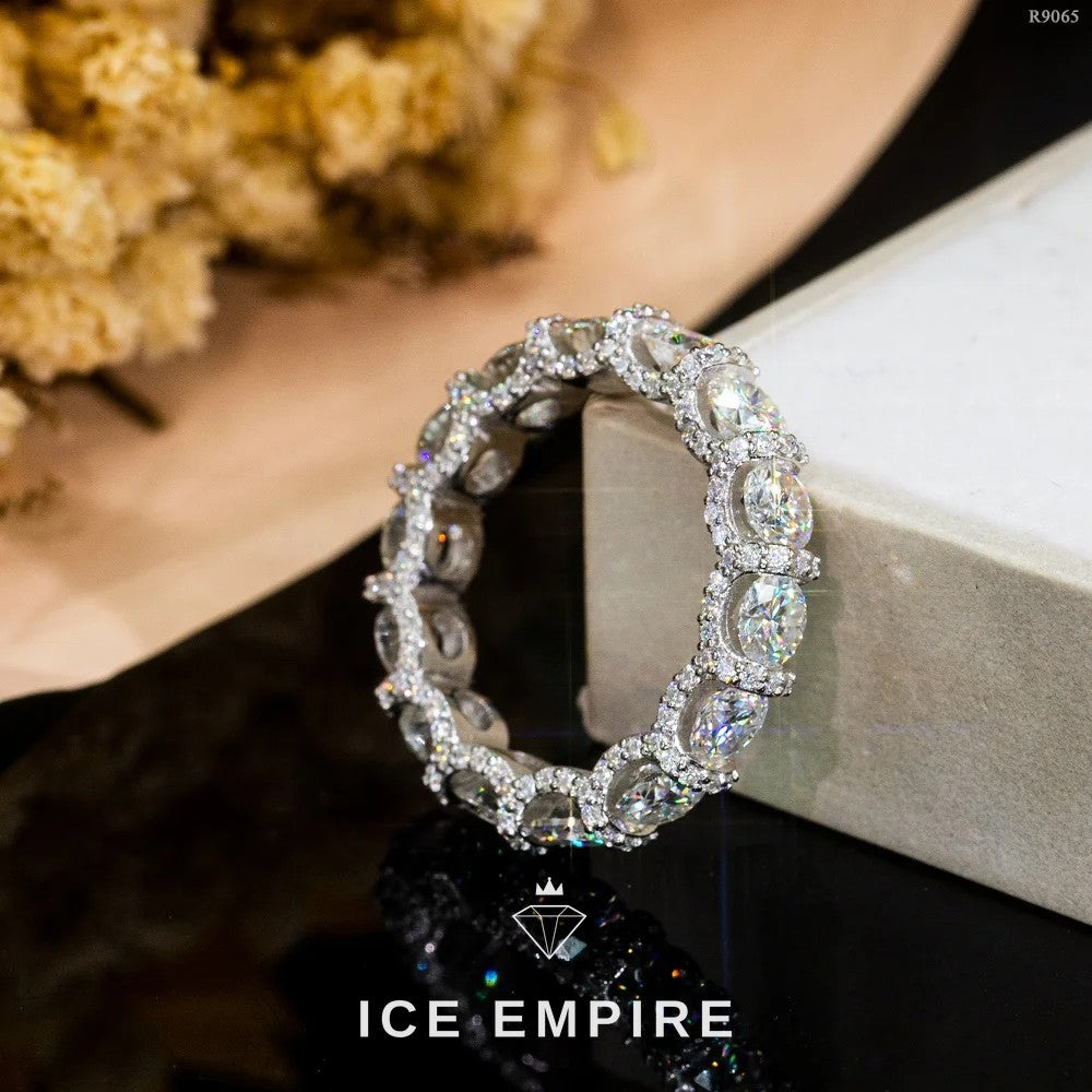 Iced Out 925 Silver Moissanite Engagement Ring