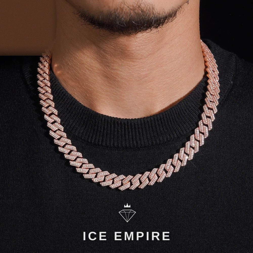 Iced Out Rose Gold Plated Moissanite Cuban Chain