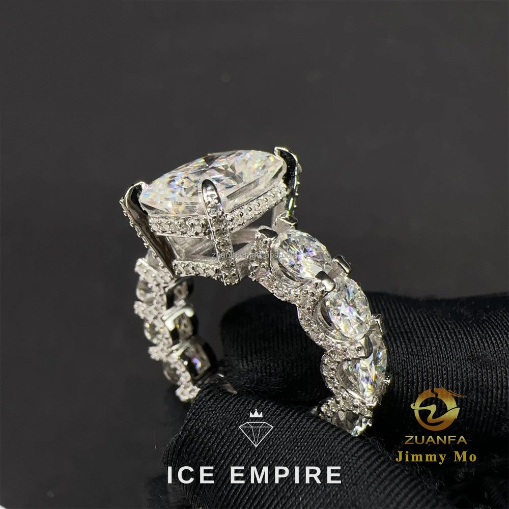 Iced Out 925 Silver Moissanite Engagement Ring