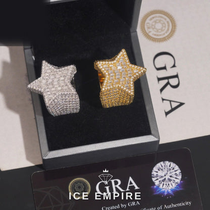 Iced Out Baguette Rose Gold Plated Moissanite Ring