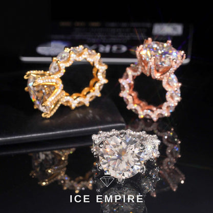 Iced Out Gold Plated Moissanite Engagement Ring