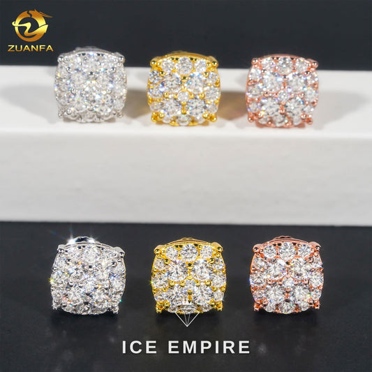 Iced Out Gold Plated Moissanite Stud Earrings