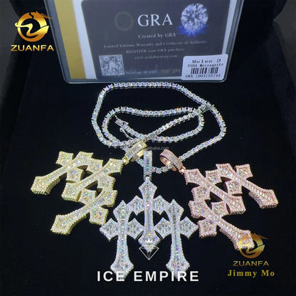 Iced Out Cross 925 Silver Pendant