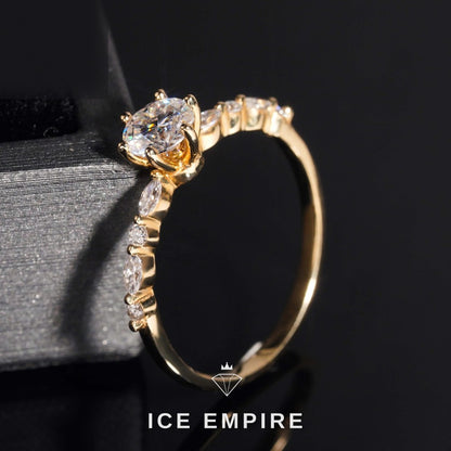 Iced Out 14K Gold Moissanite Engagement Ring