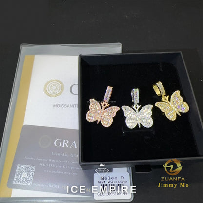 Iced Out Cross Rose Gold Plated Moissanite Pendant