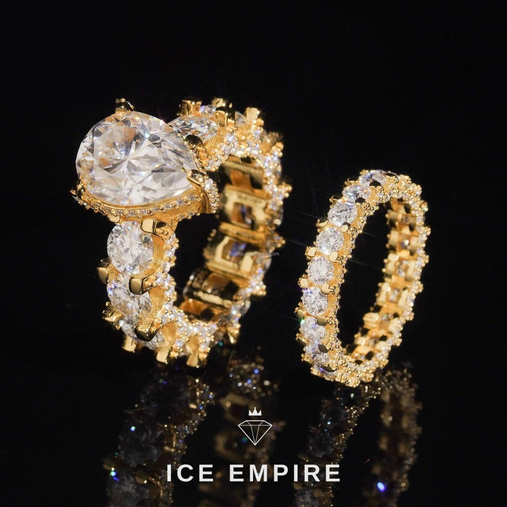 Iced Out Rose Gold Plated Moissanite Engagement Ring