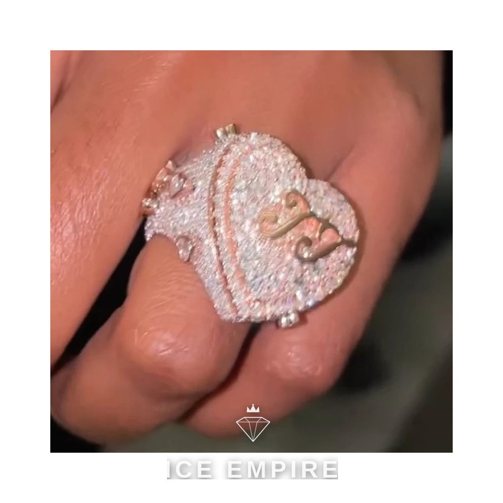 Iced Out Heart Gold Plated Moissanite Ring