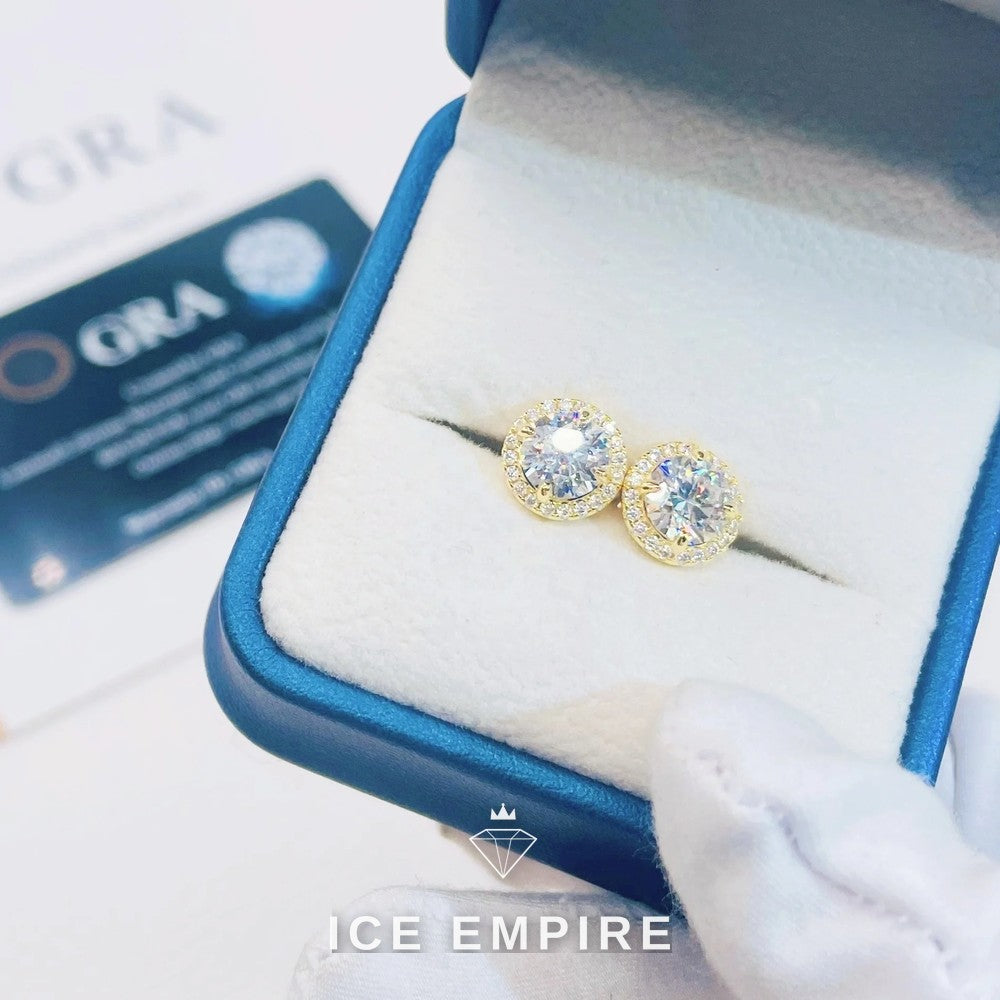 Iced Out 925 Silver Moissanite Stud Earrings
