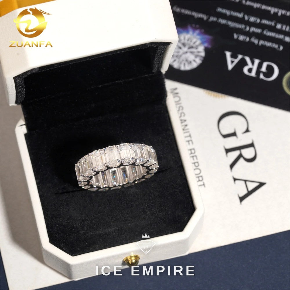 Iced Out 925 Silver Moissanite Engagement Ring