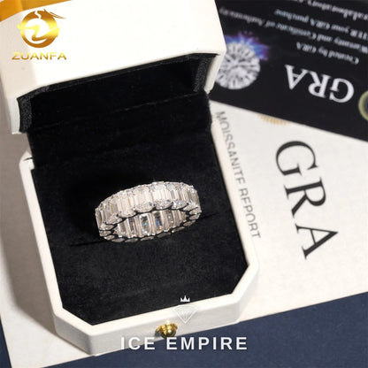 Iced Out 925 Silver Moissanite Engagement Ring