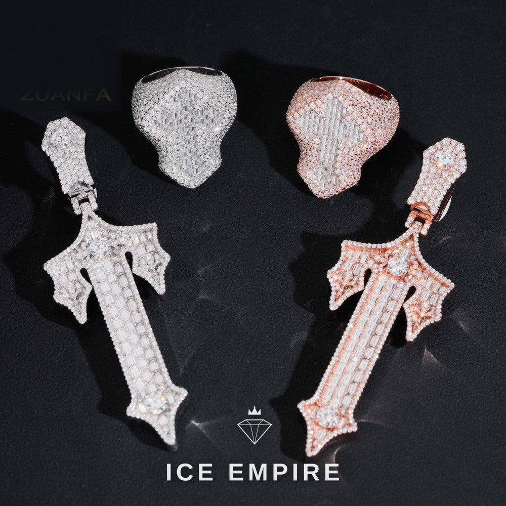 Iced Out Cross 925 Silver Moissanite Pendant