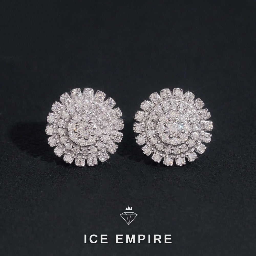 Iced Out 925 Silver Moissanite Stud Earrings