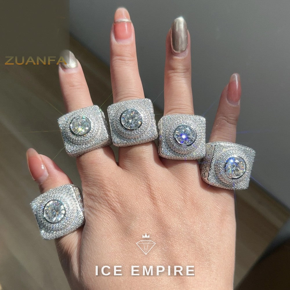 Iced Out 925 Silver Moissanite Ring