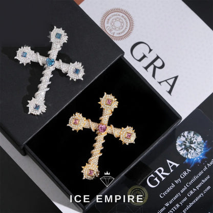 Iced Out Cross 925 Silver Moissanite Pendant