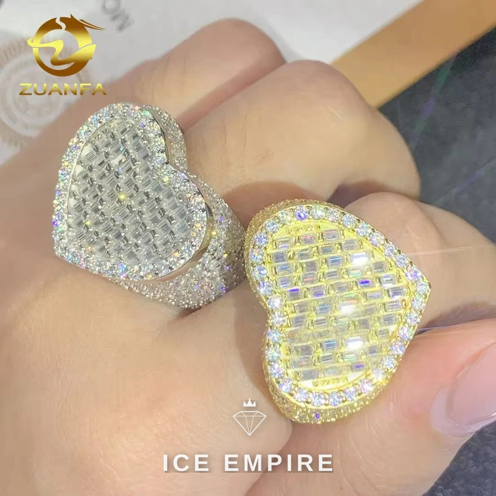 Iced Out Heart Gold Plated Moissanite Ring