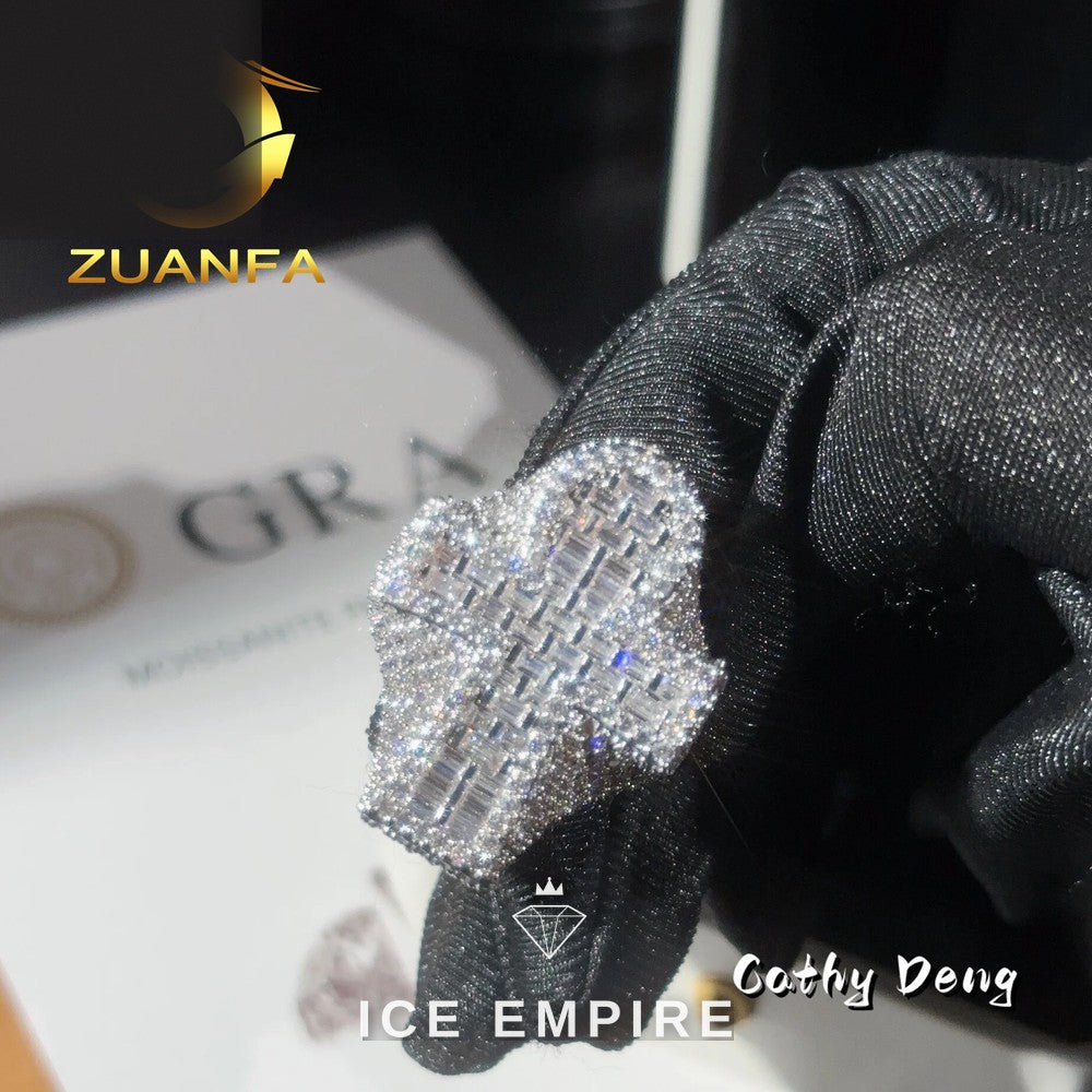 Iced Out Cross 925 Silver Moissanite Ring