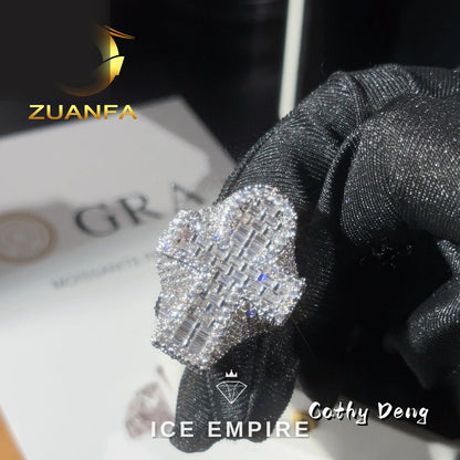 Iced Out Cross 925 Silver Moissanite Ring