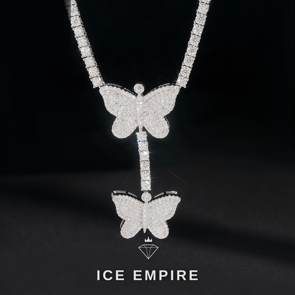 Iced Out Heart Rose Gold Plated Moissanite Cuban Chain