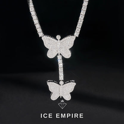 Iced Out Heart Rose Gold Plated Moissanite Cuban Chain
