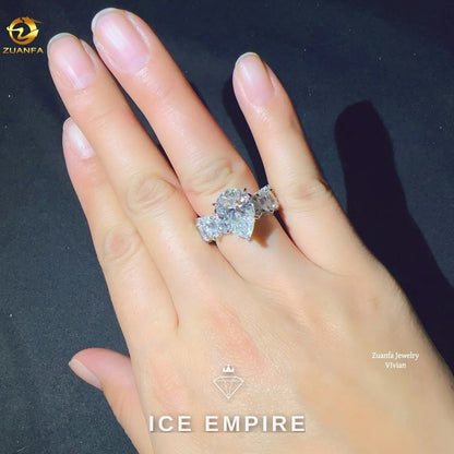 Iced Out 925 Silver Moissanite Ring