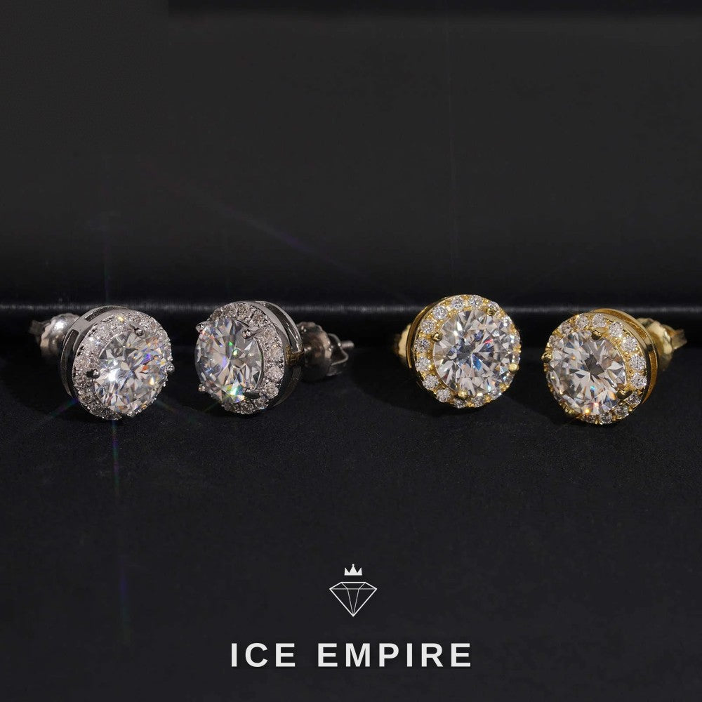 Iced Out 925 Silver Moissanite Stud Earrings