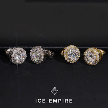 Iced Out 925 Silver Moissanite Stud Earrings