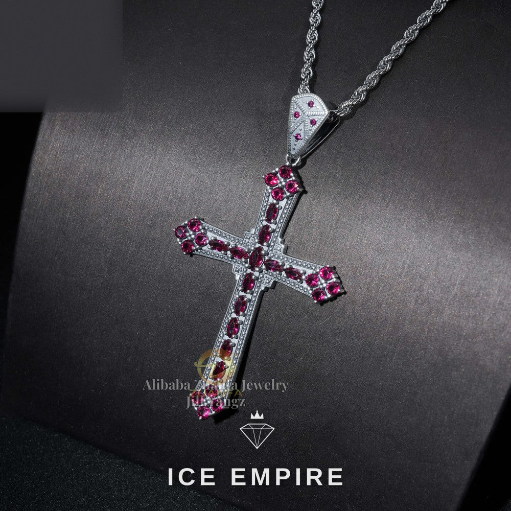 Iced Out Cross 925 Silver Pendant