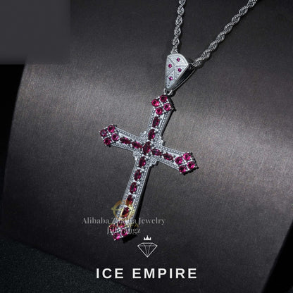 Iced Out Cross 925 Silver Pendant