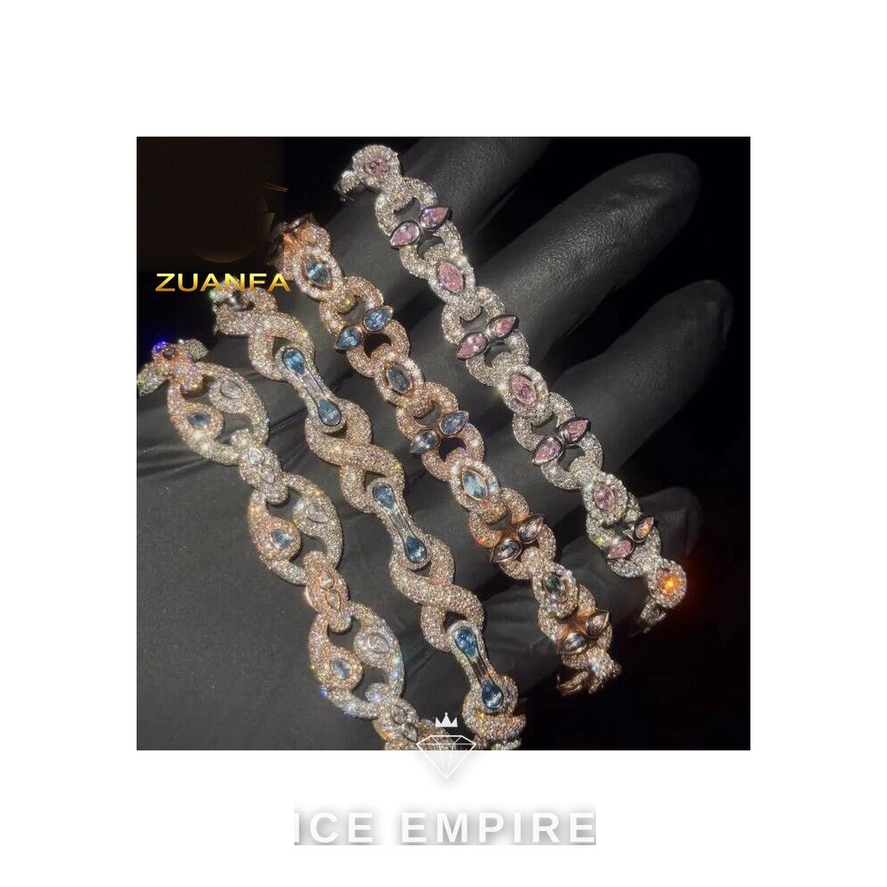 Iced Out 925 Silver Moissanite Cuban Chain