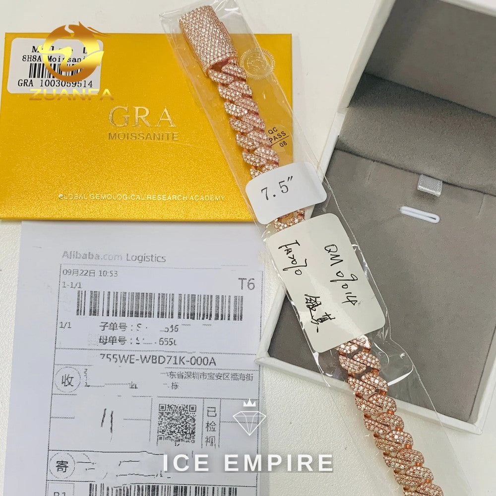 Iced Out Rose Gold Plated Moissanite Cuban Chain